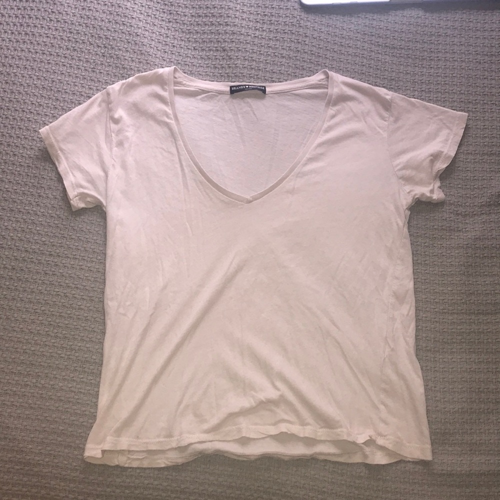 Light pink v neck loose fitting tee shirt!